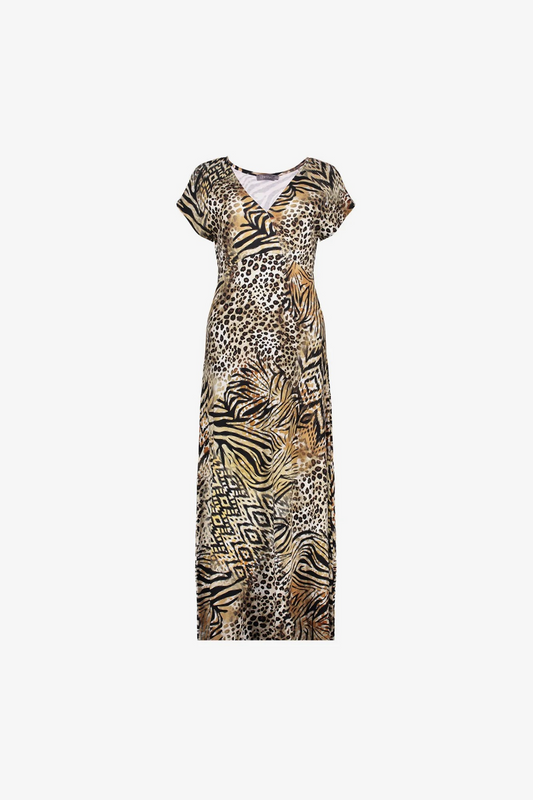 Maxikleid mit V-Ausschnitt und Print von GEISHA