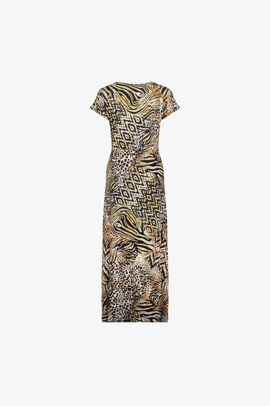 Maxikleid mit V-Ausschnitt und Print von GEISHA