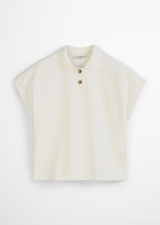 Ärmelloses Poloshirt wide aus Organic Cotton von MARC'O POLO DENIM