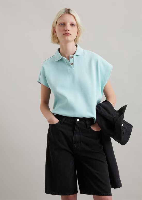 Ärmelloses Poloshirt wide aus Organic Cotton von MARC'O POLO DENIM