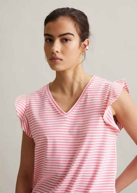 Volant-T-Shirt regular aus gestreiftem Single Jersey von MARC'O POLO DENIM