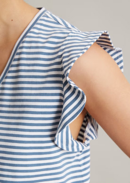 Volant-T-Shirt regular aus gestreiftem Single Jersey von MARC'O POLO DENIM