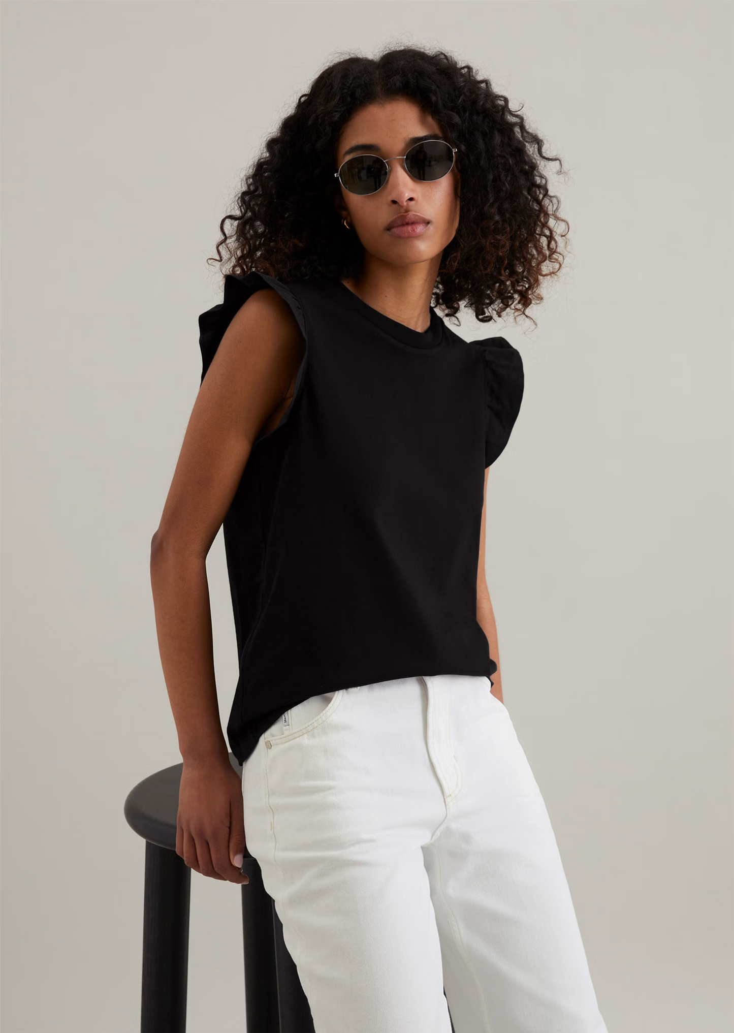 Volant-T-Shirt regular aus Material-Mix von MARC'O POLO DENIM