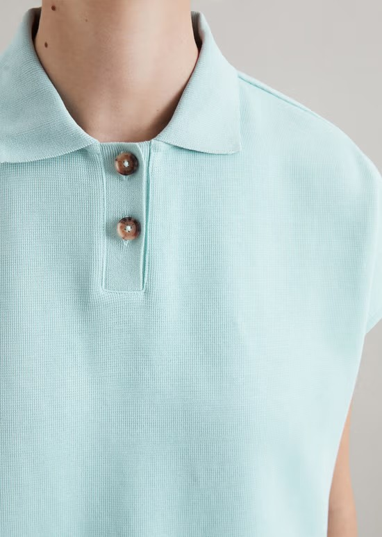 Ärmelloses Poloshirt wide aus Organic Cotton von MARC'O POLO DENIM