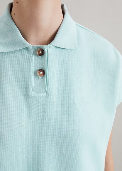 Ärmelloses Poloshirt wide aus Organic Cotton von MARC'O POLO DENIM