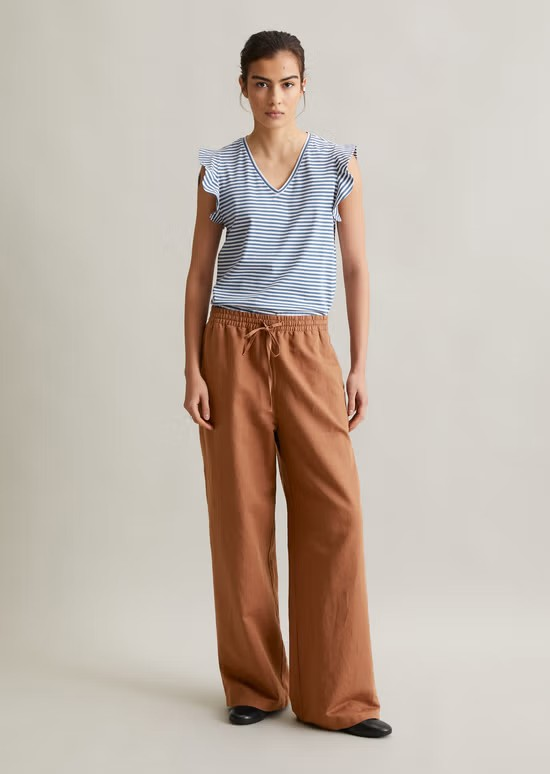 Volant-T-Shirt regular aus gestreiftem Single Jersey von MARC'O POLO DENIM