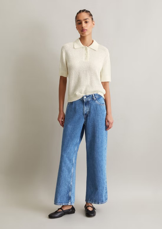 Strick-Polo loose aus Cotton-Slub-Garn von MARC'O POLO DENIM