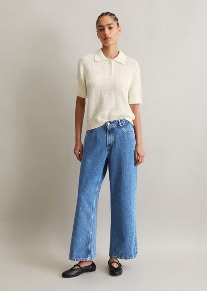 Strick-Polo loose aus Cotton-Slub-Garn von MARC'O POLO DENIM