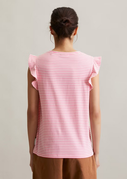Volant-T-Shirt regular aus gestreiftem Single Jersey von MARC'O POLO DENIM