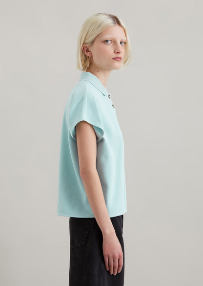 Ärmelloses Poloshirt wide aus Organic Cotton von MARC'O POLO DENIM