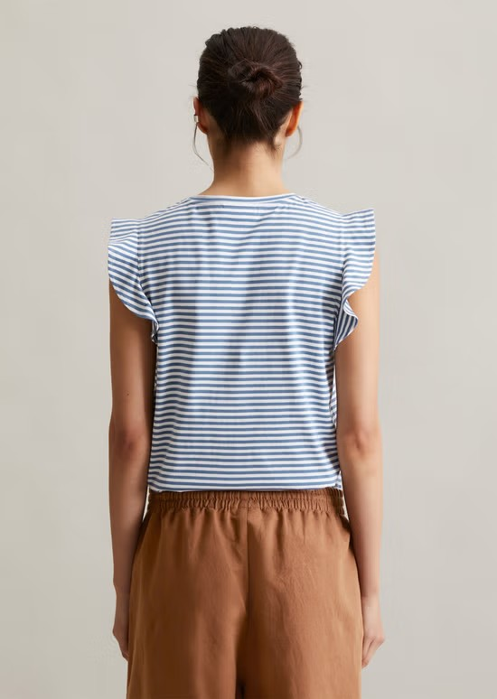 Volant-T-Shirt regular aus gestreiftem Single Jersey von MARC'O POLO DENIM