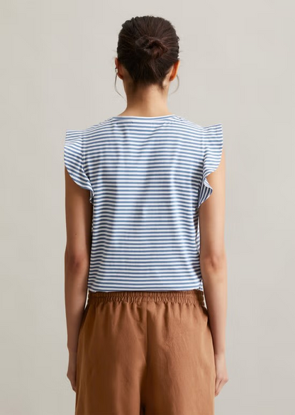 Volant-T-Shirt regular aus gestreiftem Single Jersey von MARC'O POLO DENIM