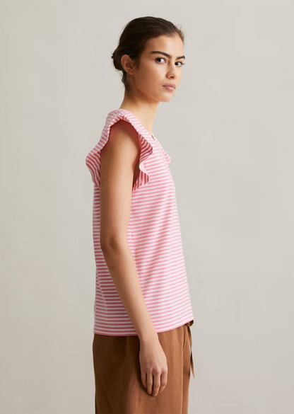 Volant-T-Shirt regular aus gestreiftem Single Jersey von MARC'O POLO DENIM