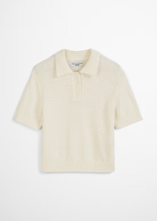 Strick-Polo loose aus Cotton-Slub-Garn von MARC'O POLO DENIM