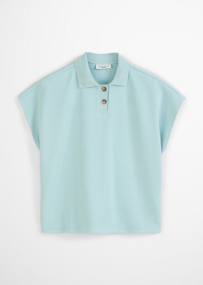Ärmelloses Poloshirt wide aus Organic Cotton von MARC'O POLO DENIM
