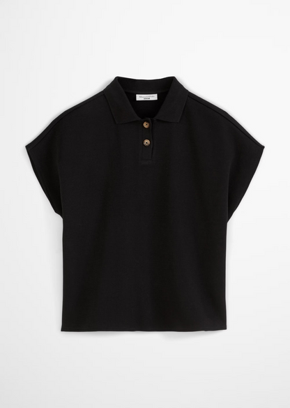 Ärmelloses Poloshirt wide aus Organic Cotton von MARC'O POLO DENIM