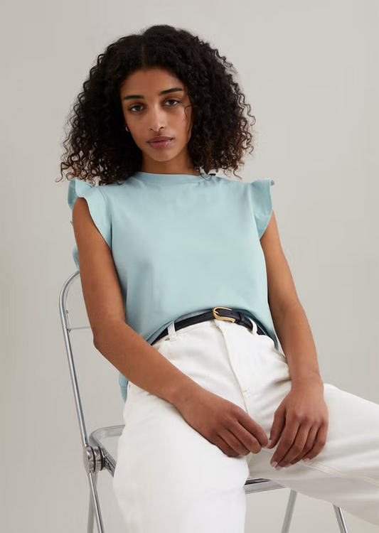 Volant-T-Shirt regular aus Material-Mix von MARC'O POLO DENIM