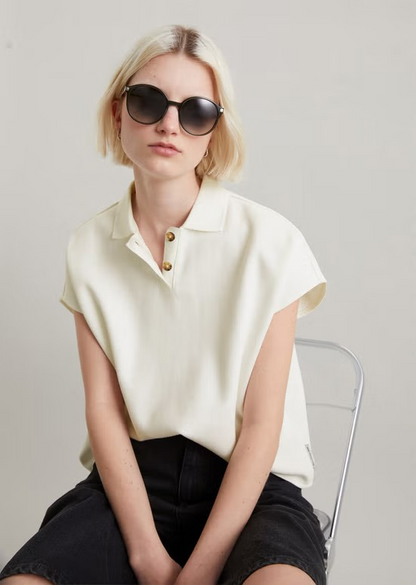 Ärmelloses Poloshirt wide aus Organic Cotton von MARC'O POLO DENIM