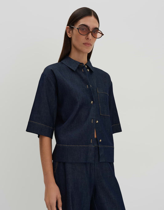 ZONNA Loose Jeansbluse in Rinse Wash von SOMEDAY