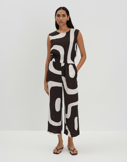 CETURAL Verkürzter Jumpsuit mit abstraktem Print von SOMEDAY