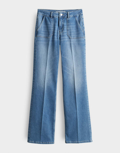 Long Flared Jeans CARIE UTILITY Mid Rise aus stretchigem BCI Cotton Mix von SOMEDAY