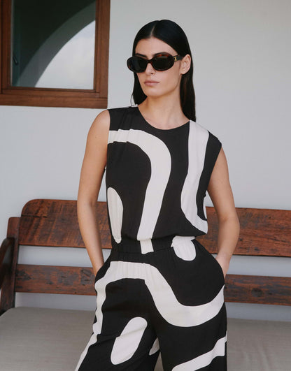 CETURAL Verkürzter Jumpsuit mit abstraktem Print von SOMEDAY